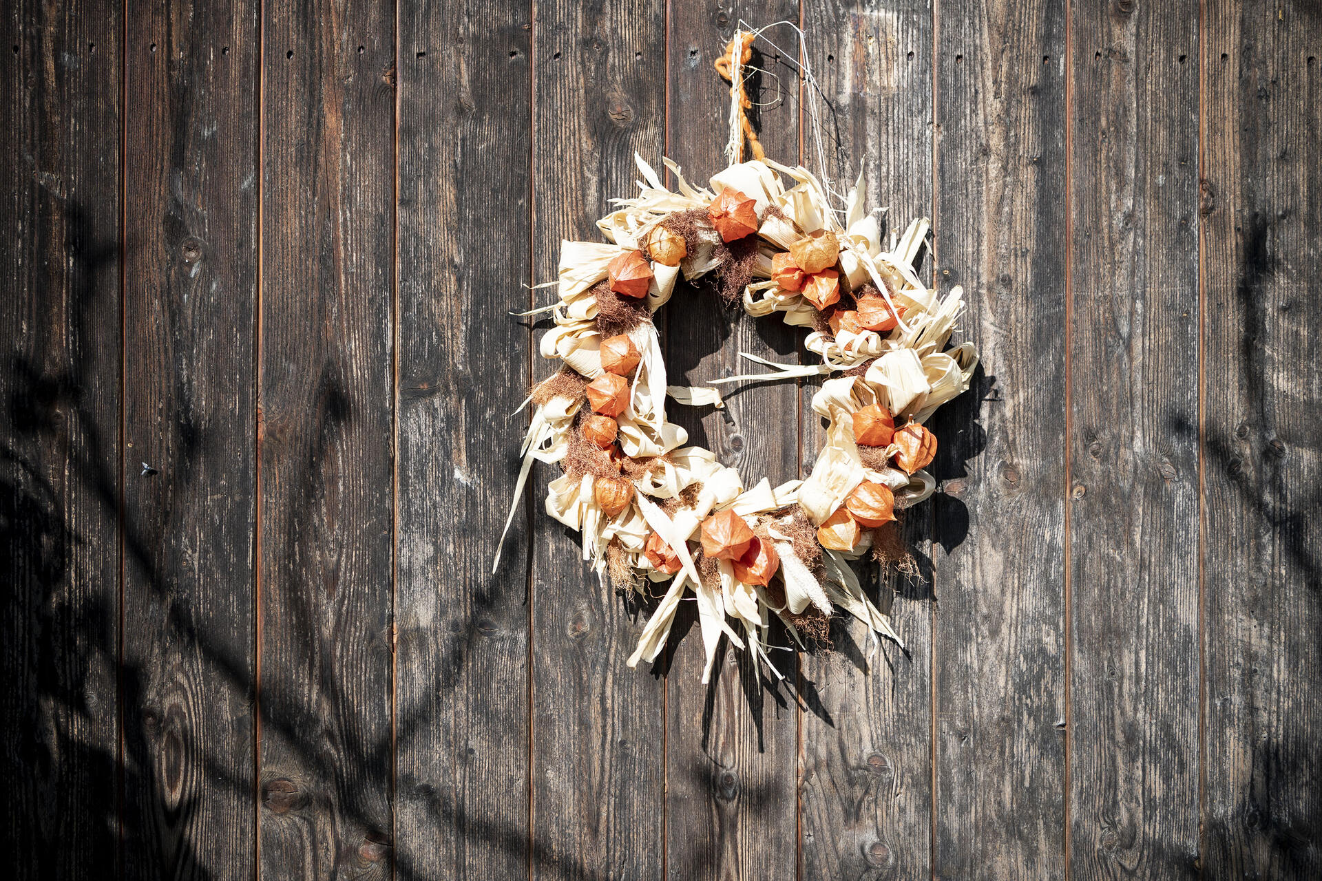 Wreath on the shed wall